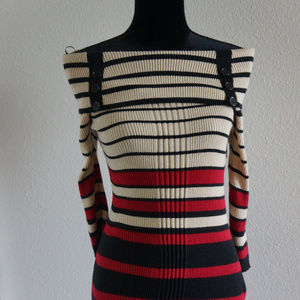 Pink Rose sweater bodycon dress striped medium